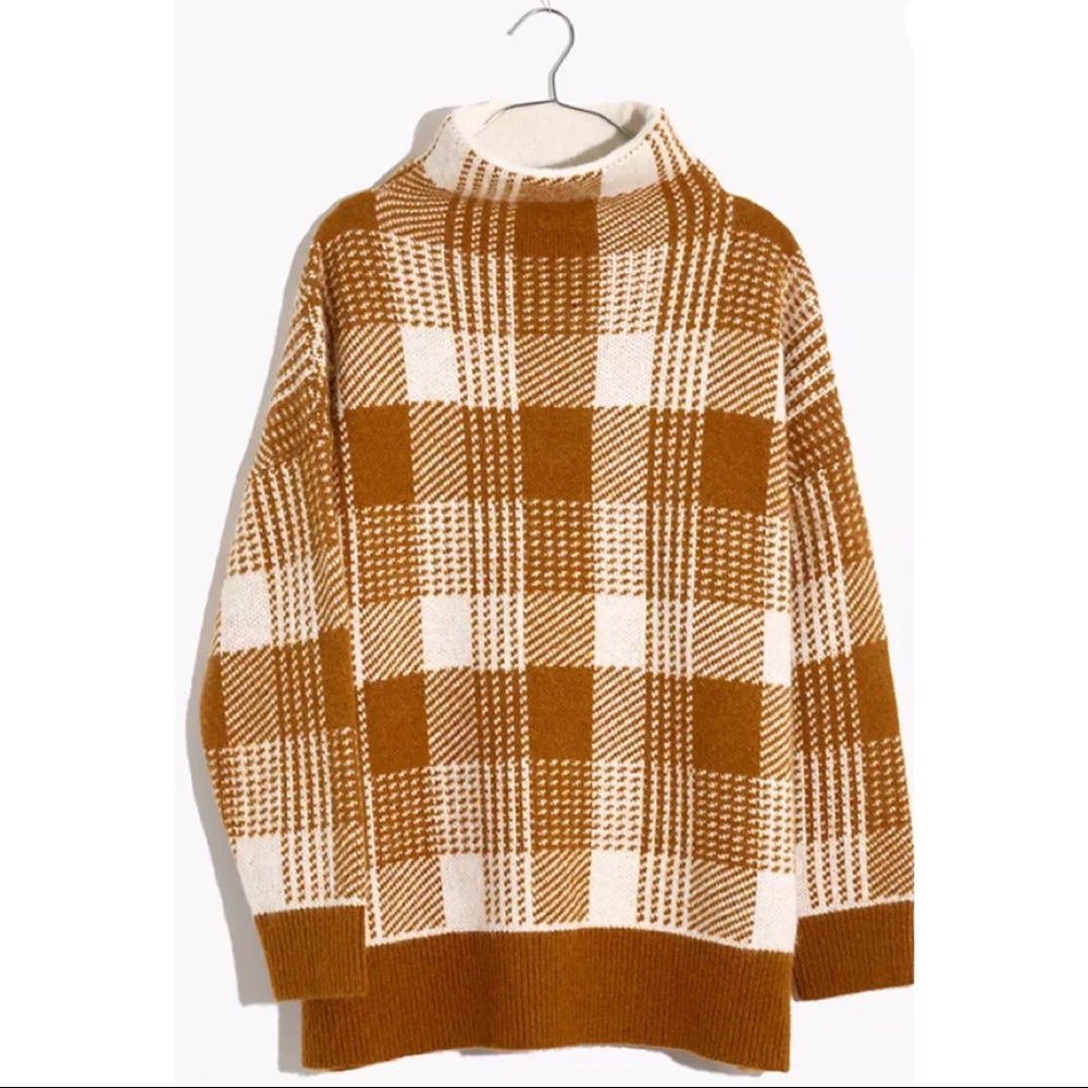 NWOT Madewell Plaid Mockneck Tunic Sweater